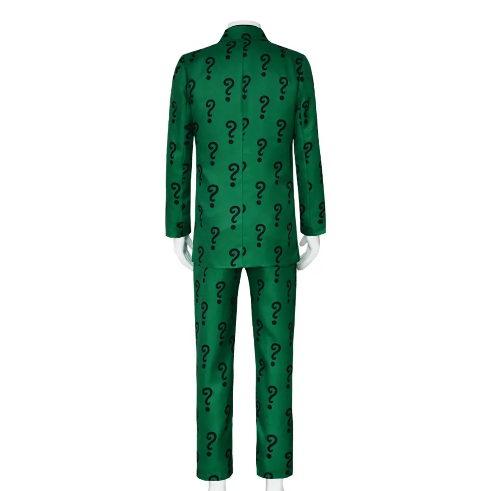 Bat Brother Cos Suit, Halloween Green Question Mark Suit, Villain Riddler Cosplay