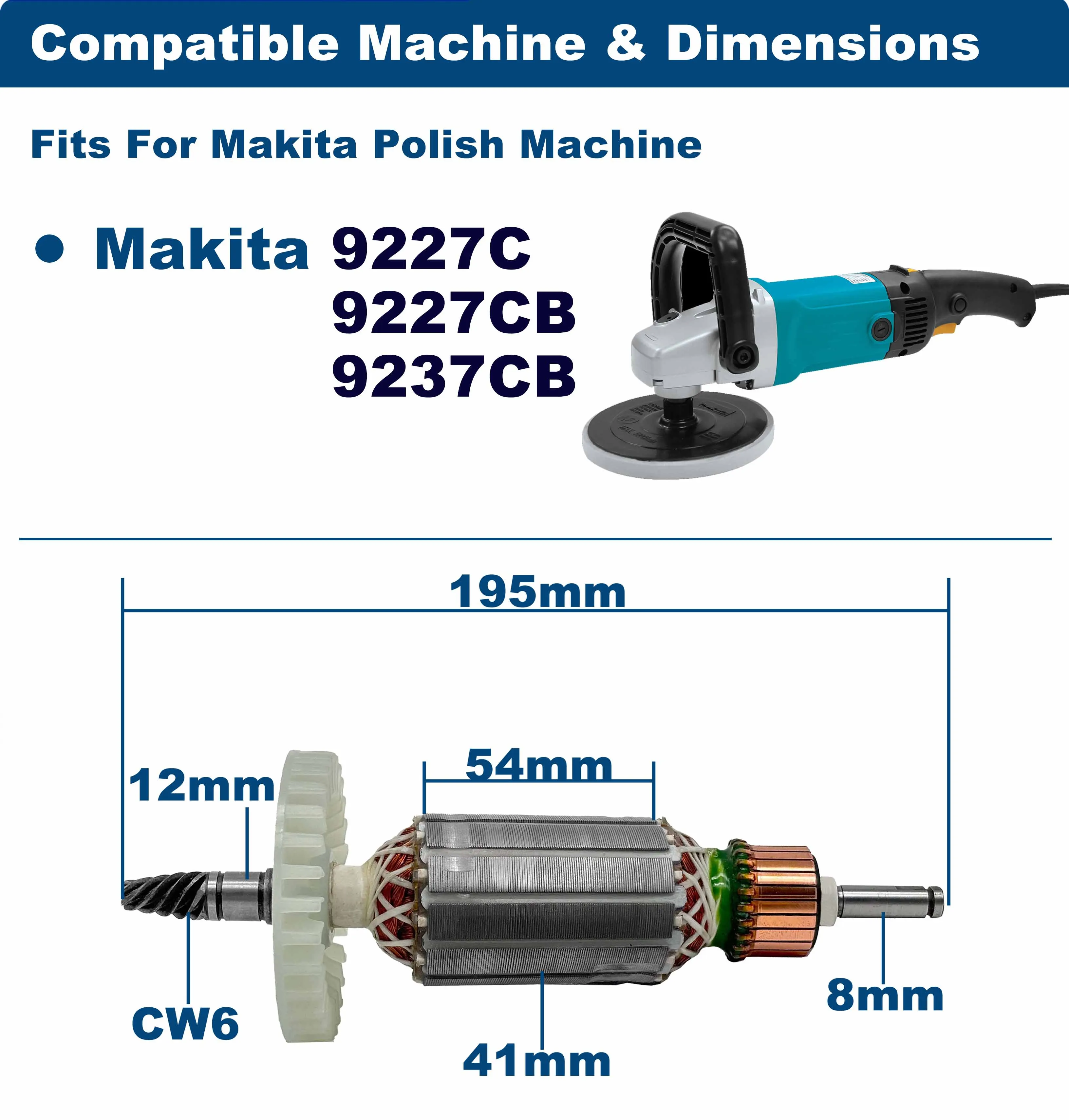 AC220V-240V 9227C 9227CB 9237CB Rotor Anker Motor Ersatzteil Für MAKITA Sander Polierer – Detail 2