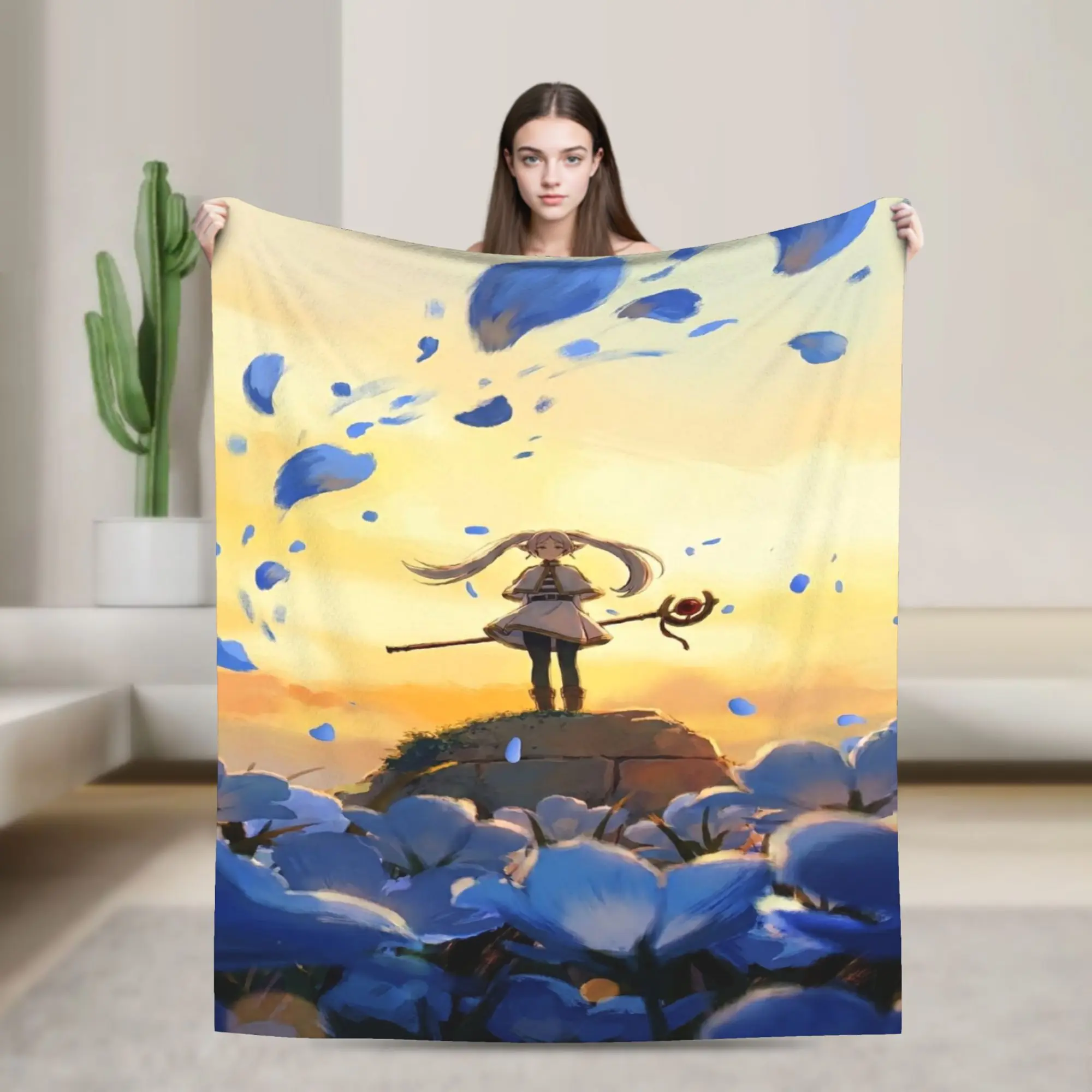 Frieren Beyond Journeys Throw Blanket Soft Comfy Fashion Blanket  For Living Room Travel Flannel Bedspread Bed Cover
