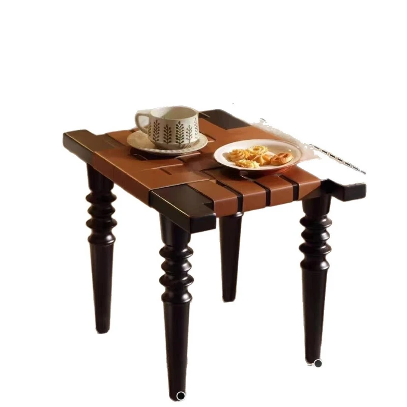 Medieval solid wood bedside stool household entrance change shoes stool sofa side saddle pedal strip dining chair