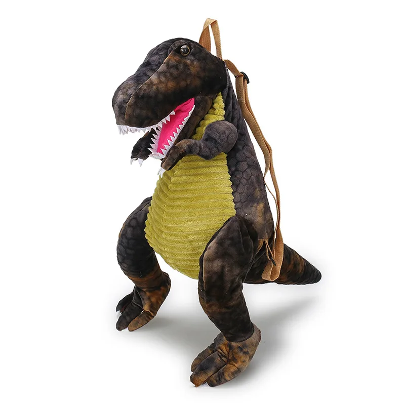 Bolso de viaje con forma de dinosaurio para niña, Mochila Escolar de felpa con dibujos animados para guardería, Plecak