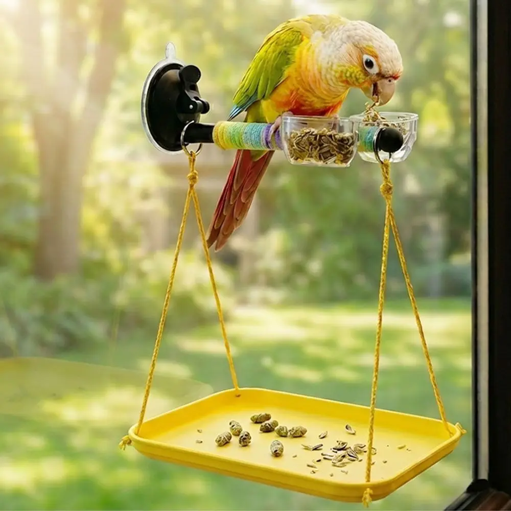 Colorful Bird Swing Hammock Interactive Durable Parrot Standing Bar Chain with Chain Enrichment Bird Cage Toy Cockatiel view 3
