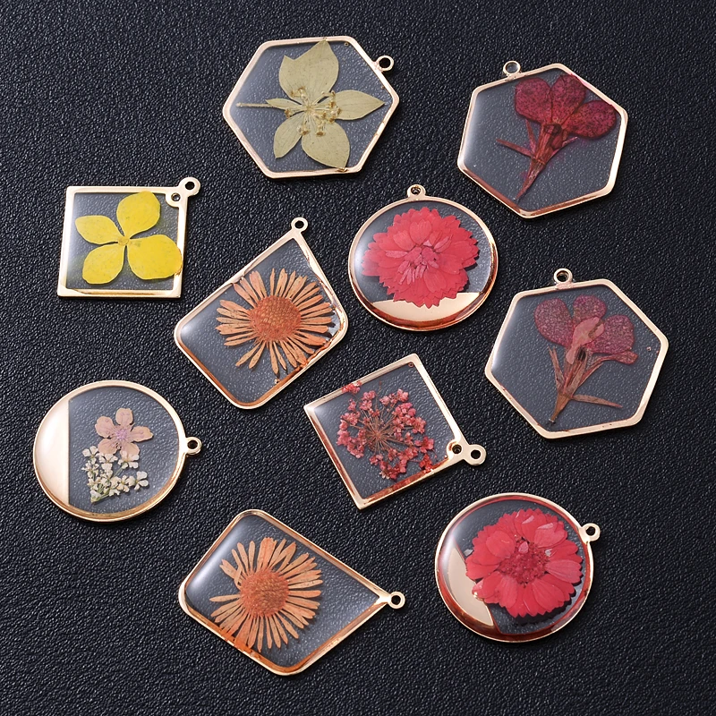 2Pcs 2022 Fashion Resin Pandent Charms for Jewelry Making Round Dried Flower Pandents for Necklac Bracelet Earring Accessories