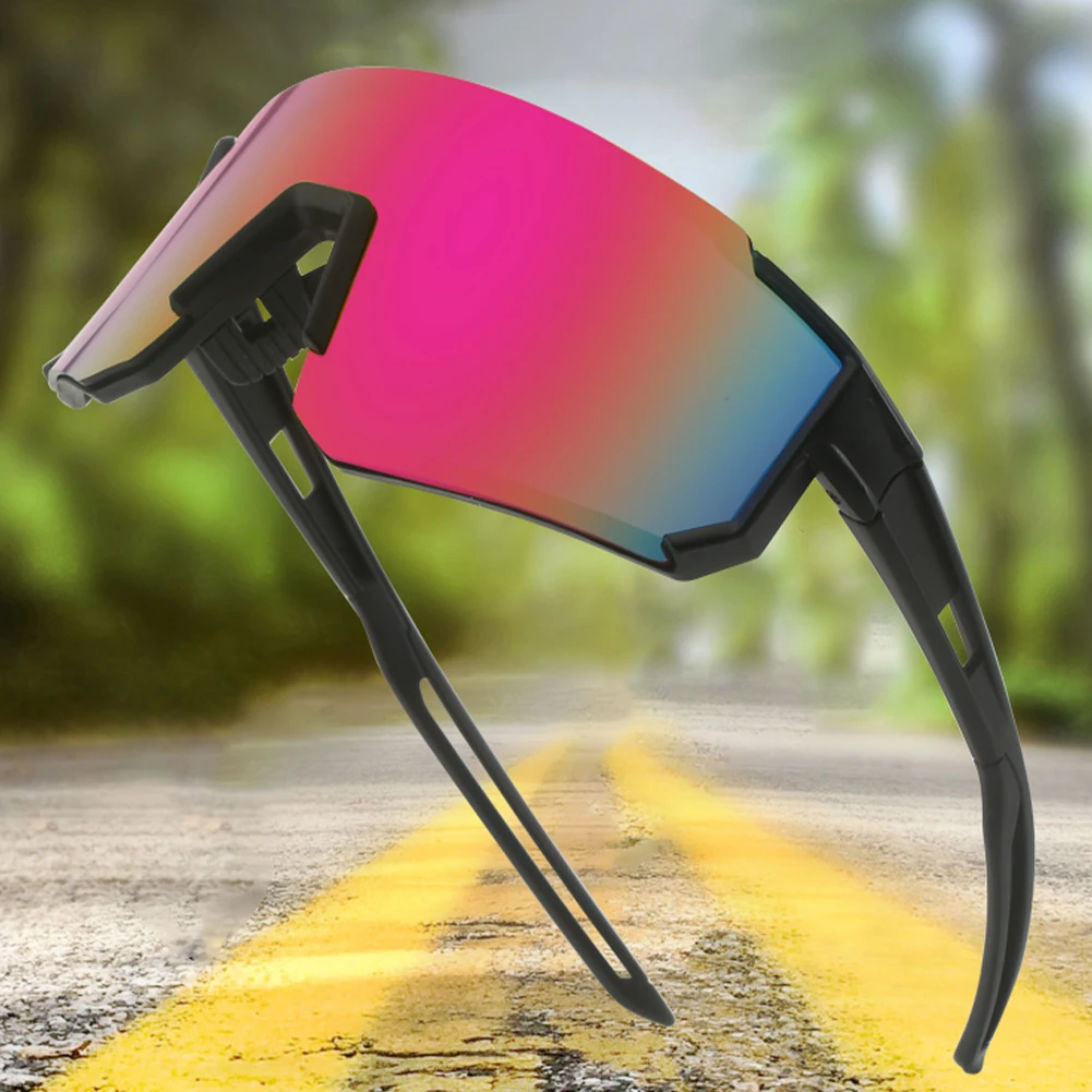 Gafas de sol de ciclismo con protección UV para hombre y mujer, lentes antideslumbrantes a prueba de viento, montura grande, para deportes al aire