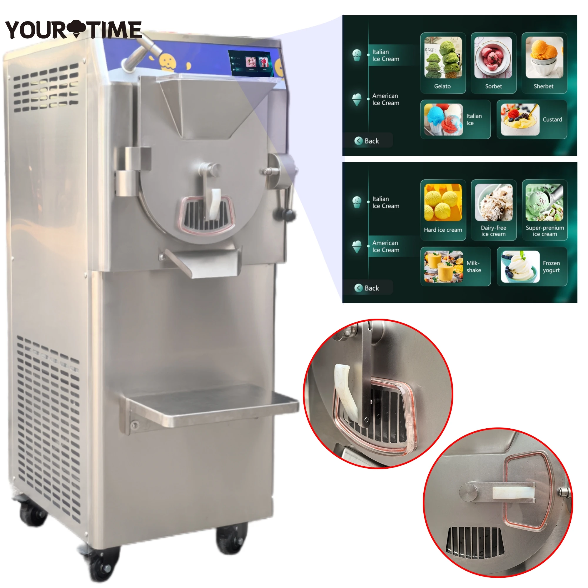 108L/H 10 Program CE/ETL Certificate Commercial Hard Ice Cream Machine Batch Freezer Italian Gelato Maker for Sale