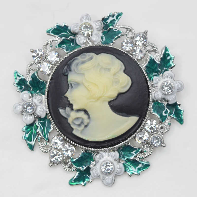 

12 шт./лот, оптовая продажа, портретный цветок, булавка, брошь со стразами, кулон, ювелирное изделие, подарок C101853