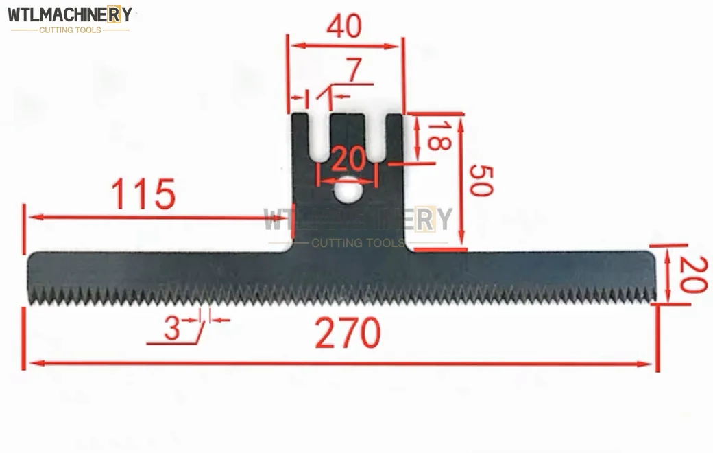 2Pcs Horizontal Sealing Machine Tooth Cutting Blade T Shape L:220/270mm For Vertical Packing Machine