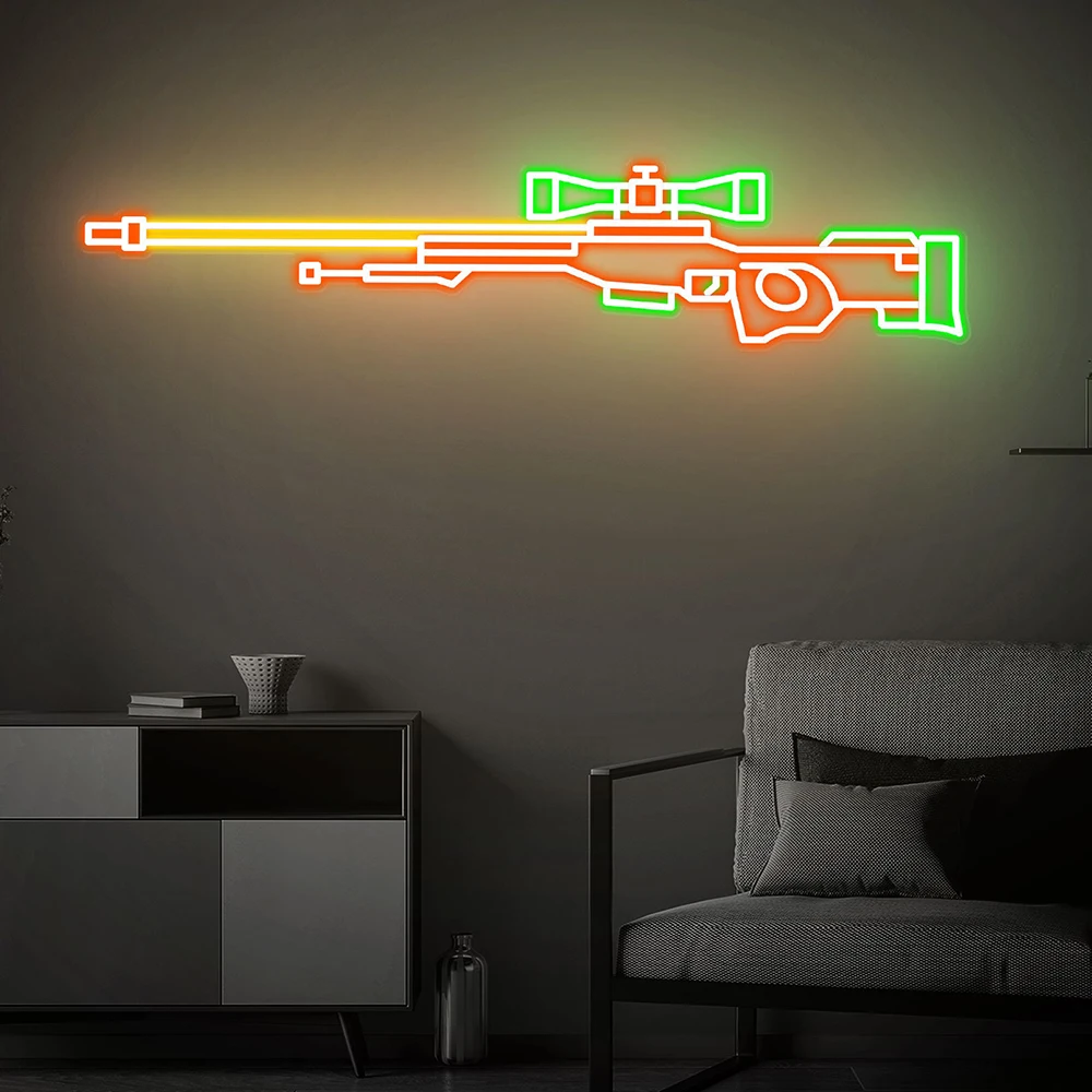 Gun Neon Sign Customized Gaming Room Bedroom Wall Decor LED Neon Light Home Party Bar Decoration Neon Sign Personalized Gifts