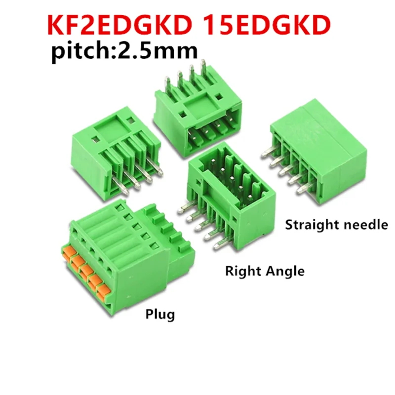 (5/10Sets) KF2EDGKD 2.5mm 2.54 2EDGKD 15EDGKD + 2EDG V R 2.5 Small Pitch Spring Push-Free Screwless Right Angle Straight 2~24Pin