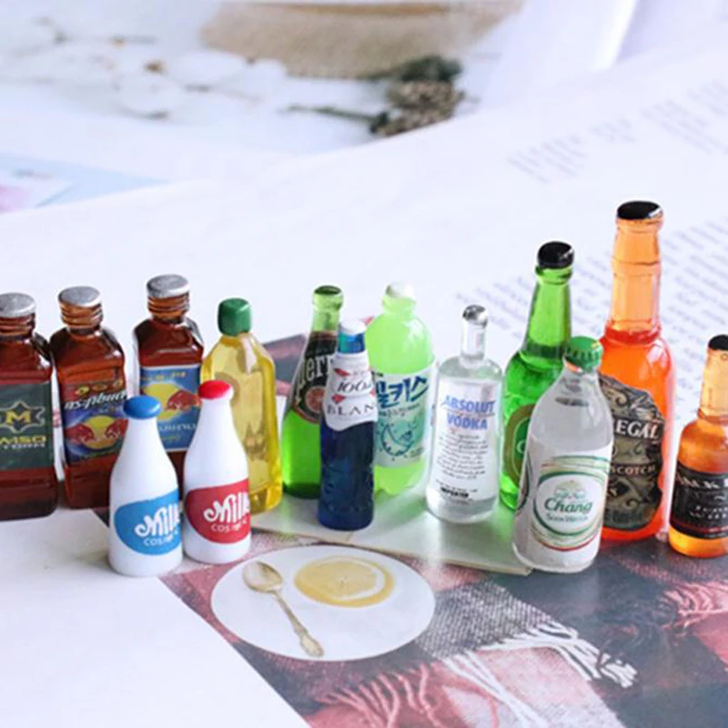 5 ชิ้น 1:12 Dollhouse Miniature เครื่องดื่มขวดตุ๊กตาอุปกรณ์ครัว