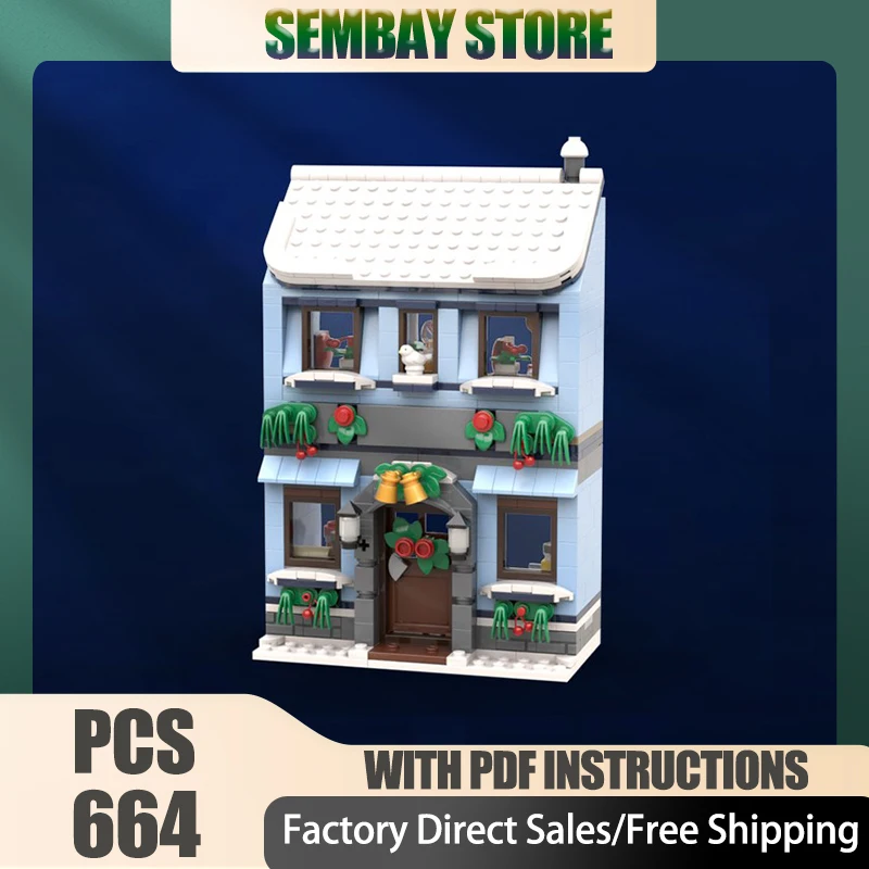Seasonal Model Moc Building Bricks Modular Main Street Townhouse Model Technology Blocks DIY Toy Construction Holiday Gifts