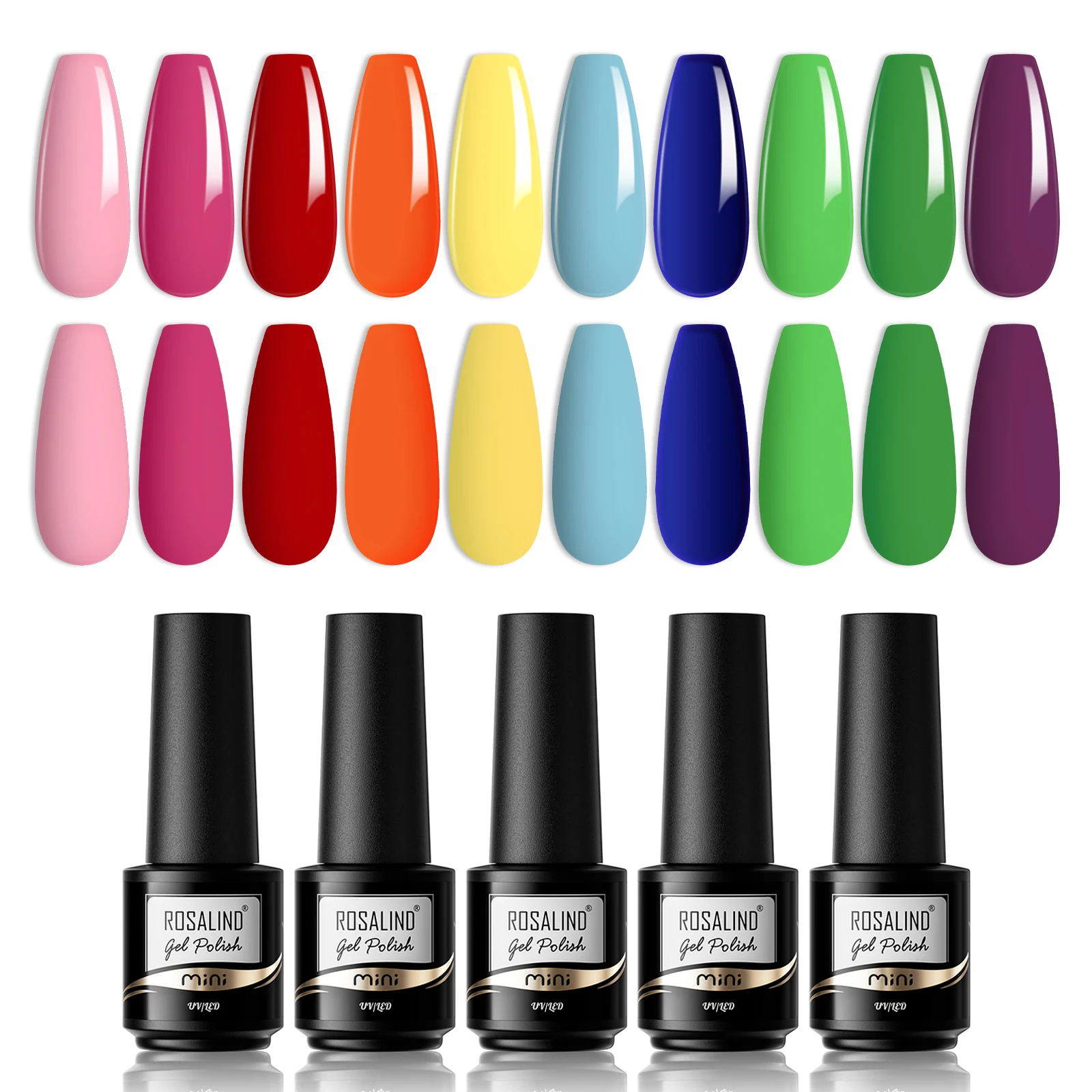 Rosalind-Ensemble de vernis à ongles en gel, vernis à ongles gel, colle solide brillante, revêtement de gel, sèche-ongles UV 1/3, lampe LED, fournitures pour ongles, 4 pièces, 6 pièces, 10 pièces