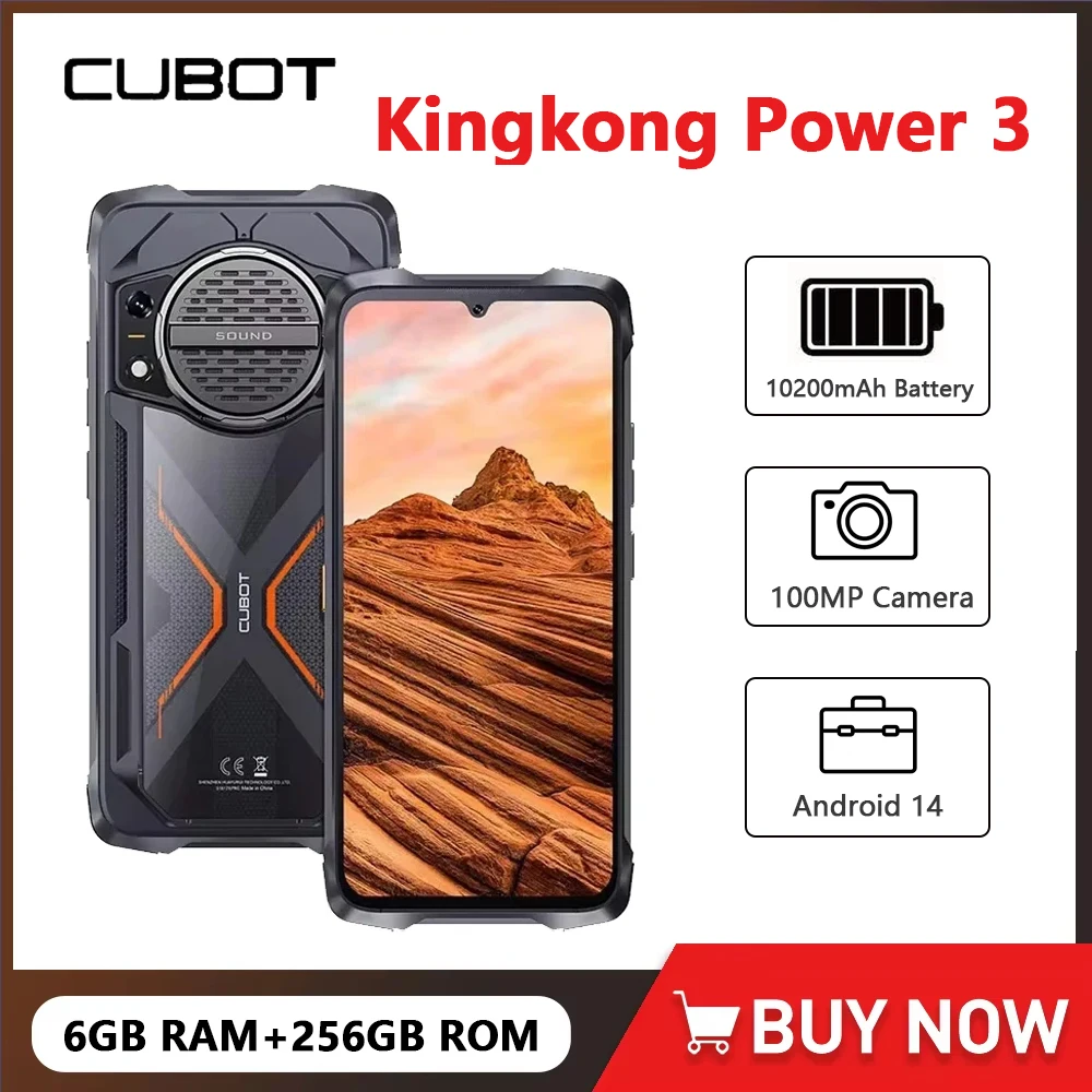 Прочный смартфон Cubot KingKong Power 3, аккумулятор Android 14, 10200 мАч, мобильный телефон, 6,72 дюйма, 120 Гц, 6 ГБ ОЗУ, 256 ГБ ПЗУ, мобильный телефон NFC
