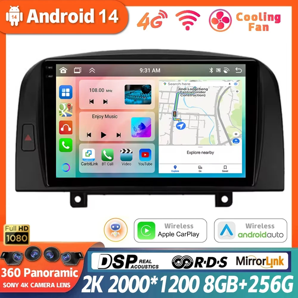 

Android 14 For Hyundai SONATA NF 2004 2005 2006 2007 2008 Carplay Car Radio Multimedia Player GPS Navigation WIFI DSP 360 Camera