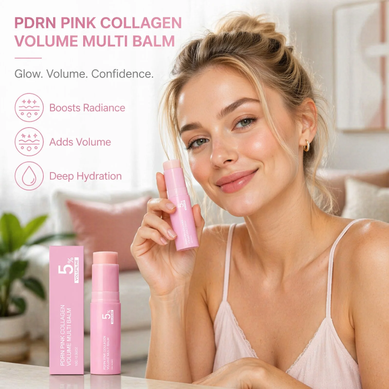 5%PDRN Collagen Volume Multi Balm Volufiline Anti-Wrinkle Firming Moisturizer Stick Face Neck Lip Multi-Use Skincare Balm