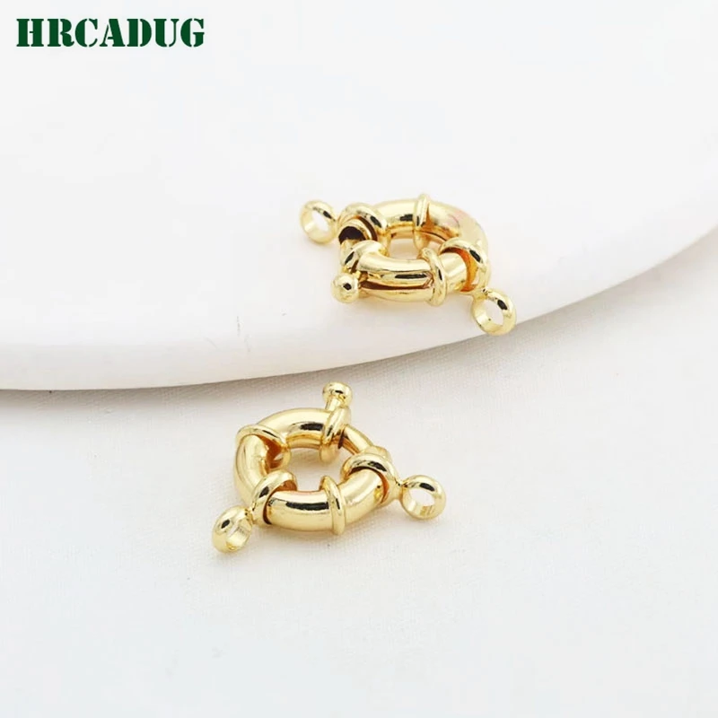 

New In Steering Wheel Spring Clasp 14K Gold Plated Round Clasps For Bracelet Jewelry Making Supplies DIY Connecting Buckle