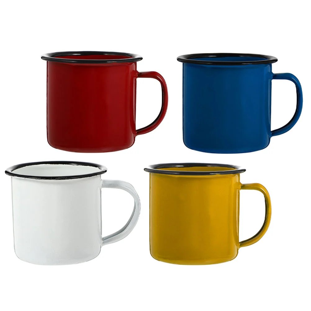 

4 Pcs Retro Drinking Cup Handheld Water Cups Enamel Coffee Mug Creative Milk Home Mugs Enamelware