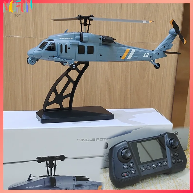 4DRC L2 RC Helicopter 8K Aerial Camera Builtin Screen Remote Control 6Axis Gyro Single Blade Black Hawk Apache Military For Boys
