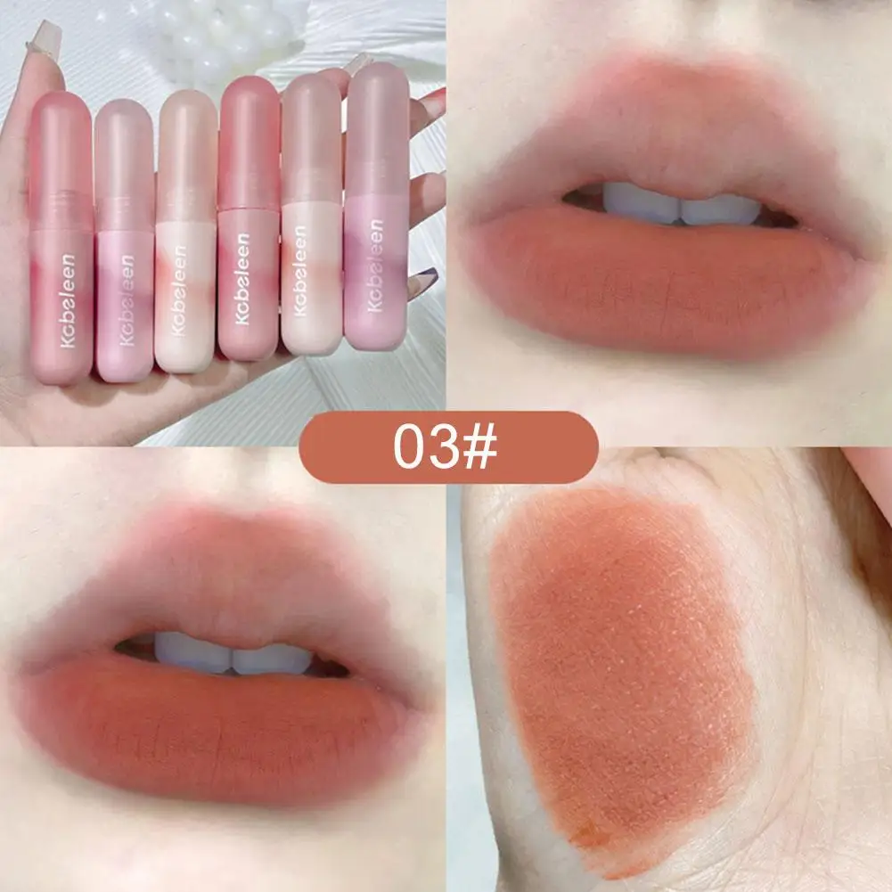 Barro labial mate de terciopelo, resistente al agua, no es fácil de perder, pigmento duradero, maquillaje Natural para estudiantes, lápiz labial, labios Nude, 1 ud. T R8H6