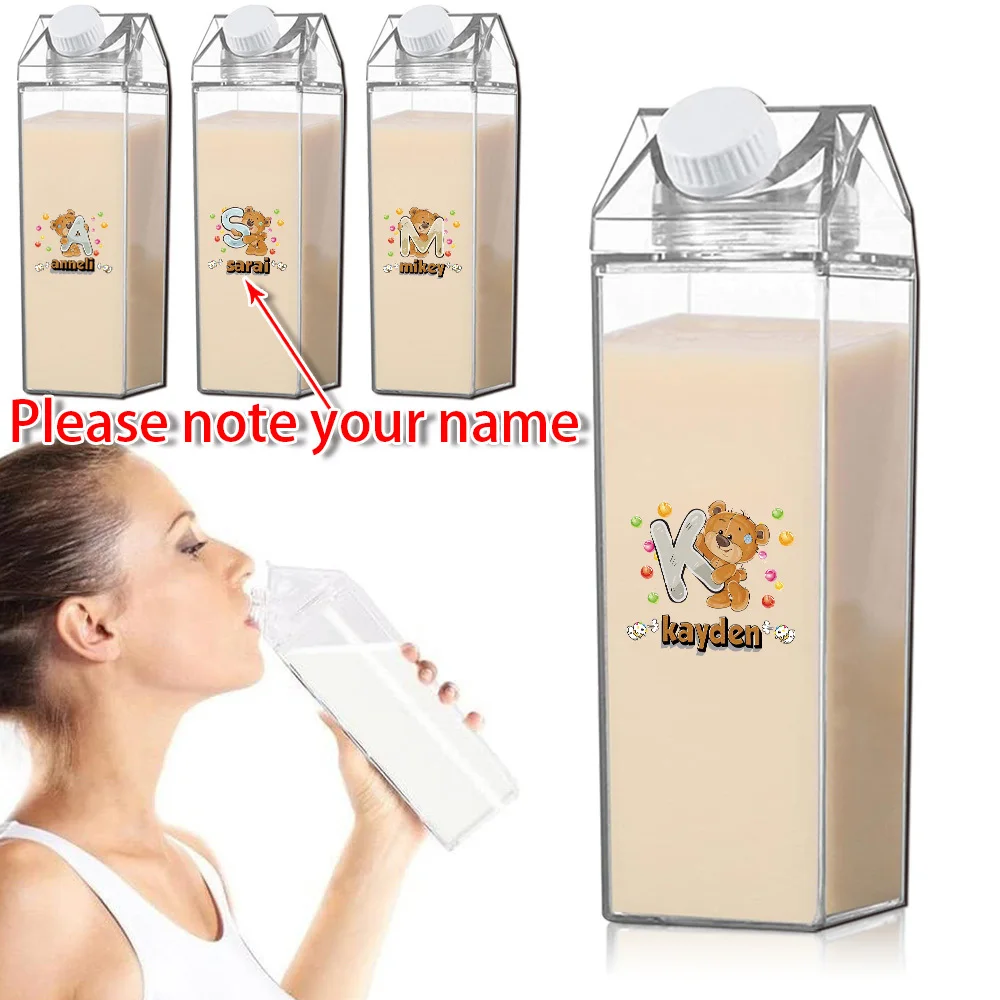 

Прозрачная чашка для молока по индивидуальному заказу, 500 мл, герметичная герметичная бутылка для апельсинового сока, портативная для занятий спортом на открытом воздухе, персонализированная сделай сам