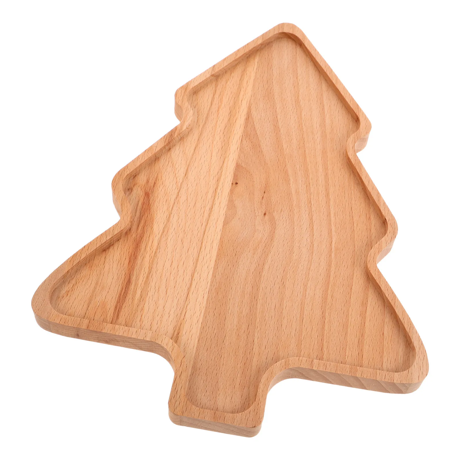 Tree Shaped Wooden Platter Natural Beech Wood Christmas Serving Dish for Candy Snacks Desserts Sushi Holiday Gathering Decor