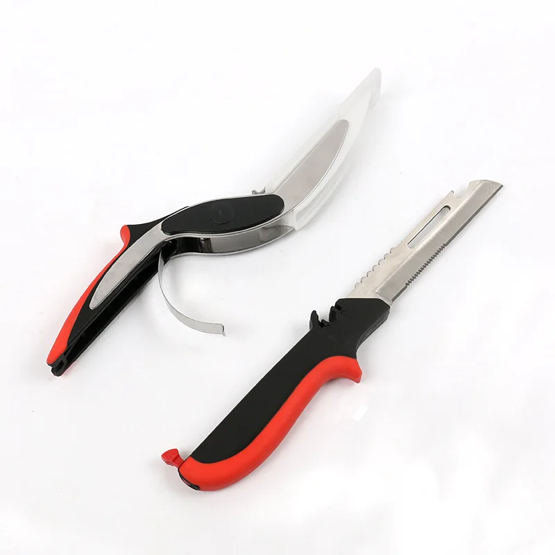 Dobeli Separable Stainless Steel Barbecue Steak Cutting Shear Household Vegetable Scissors 6 in 1 Multi Kitchen Tool Fruit Knife