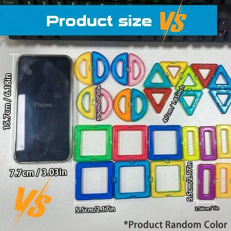 Magnetische Bausteine – 42-teiliges pädagogisches Bauset mit kindersicheren Magneten, kreatives DIY-Lernspielzeug für Kinder