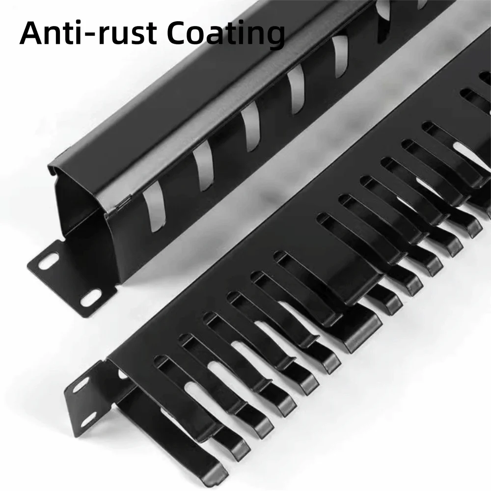 Trunking 1U Cable Management Horizontal Mount 12/24 Slot Metal Wiring Duct Network Cable Management Rack Internet Cafe Wiring