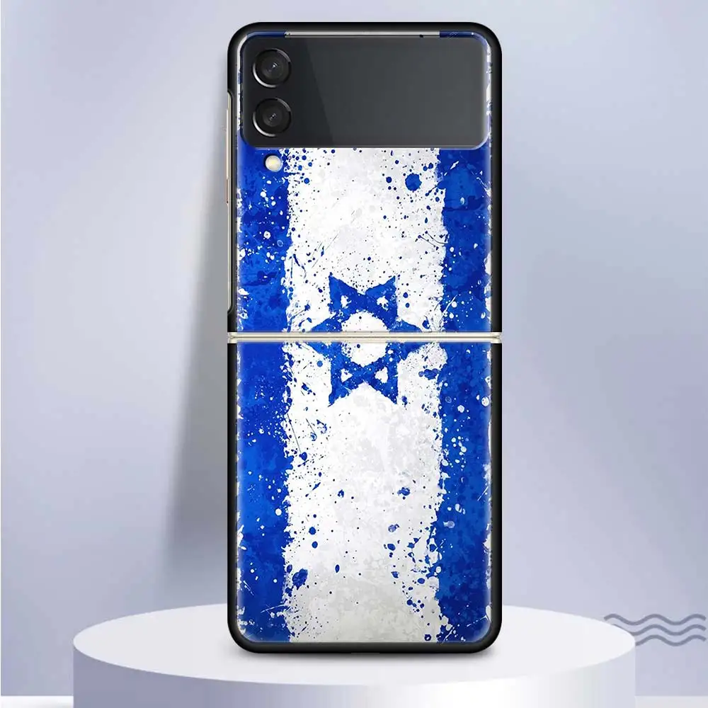 David Jewish Star Symbol For Samsung Galaxy Z Flip 6 5 4 3 5G Phone Case Black Hard Cover ZFlip 6 5 4 3 Shockproof Bumper Coque 