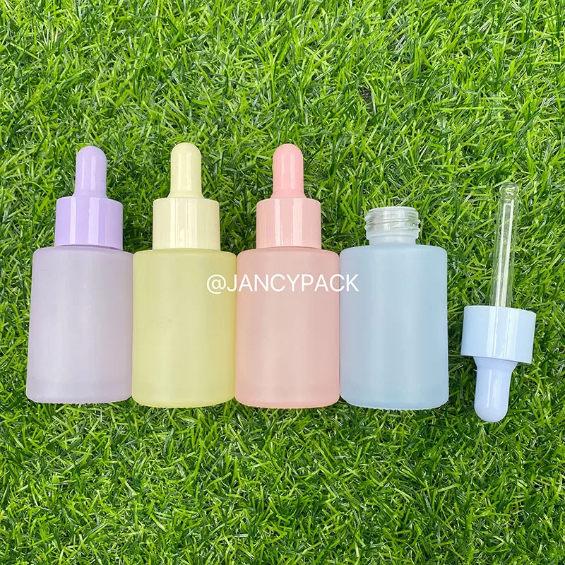 

30ml Flat Shoulder Glass Dropper Bottle Small Frosted Essential Oil Bottle Glass Dropper Bottle for Essential Oils Serum Bottle