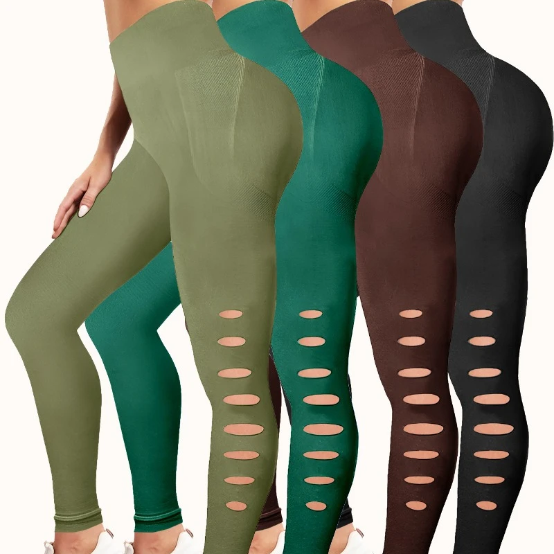 Nuovi leggings sportivi da donna scavati Pantaloni sportivi da yoga Abbigliamento sportivo da fitness Collant da palestra push up a vita alta sexy