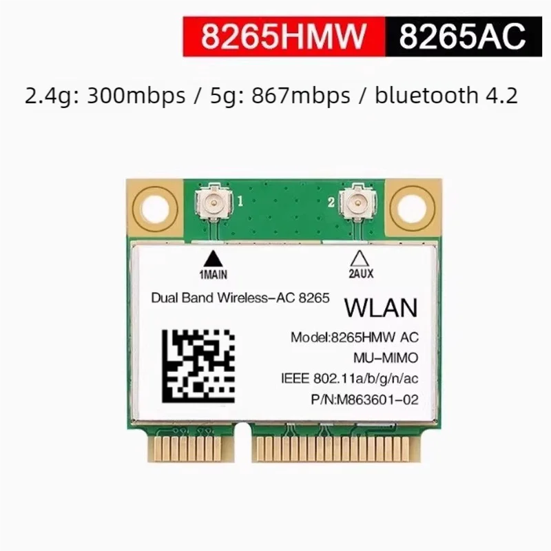 8265AC 8265HMW WiFi5 Dual-Band 5G Placa de rede sem fio para notebook embutida MINI PCIE Bluetooth 4.2