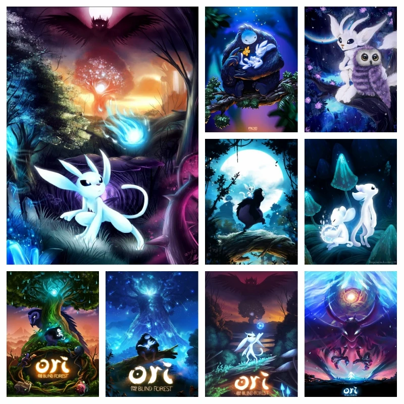 

Ori And The Blind Forest Game Diamond Painting Kits Full Drills Cross Stitch Magic Tree Scenery Mosaic Art Handwork Home Decor