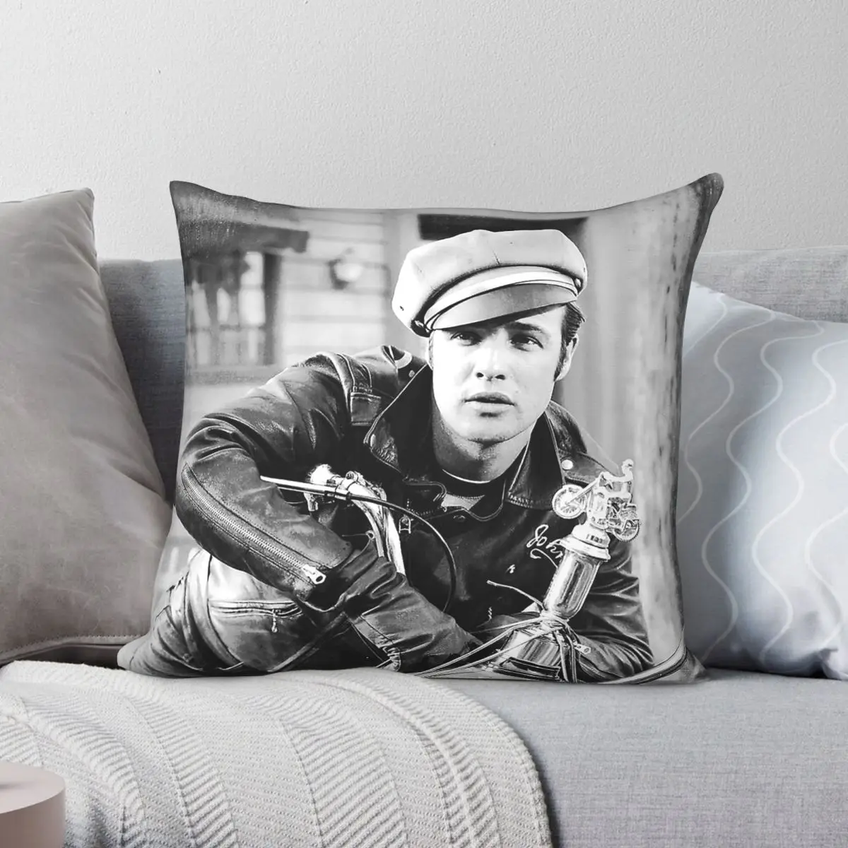 Marlon Brando Bw Vintage Square Pillowcase Polyester Linen Velvet Pattern Zip Decorative Car Cushion Case 45x45