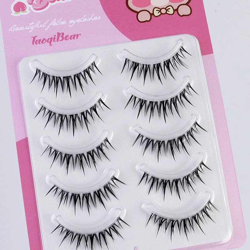 接着剤不要のCカールつけまつげ、卸売、透明バンド付き、フルストリップ、ナチュラルで濃くふわふわしたつけまつげ