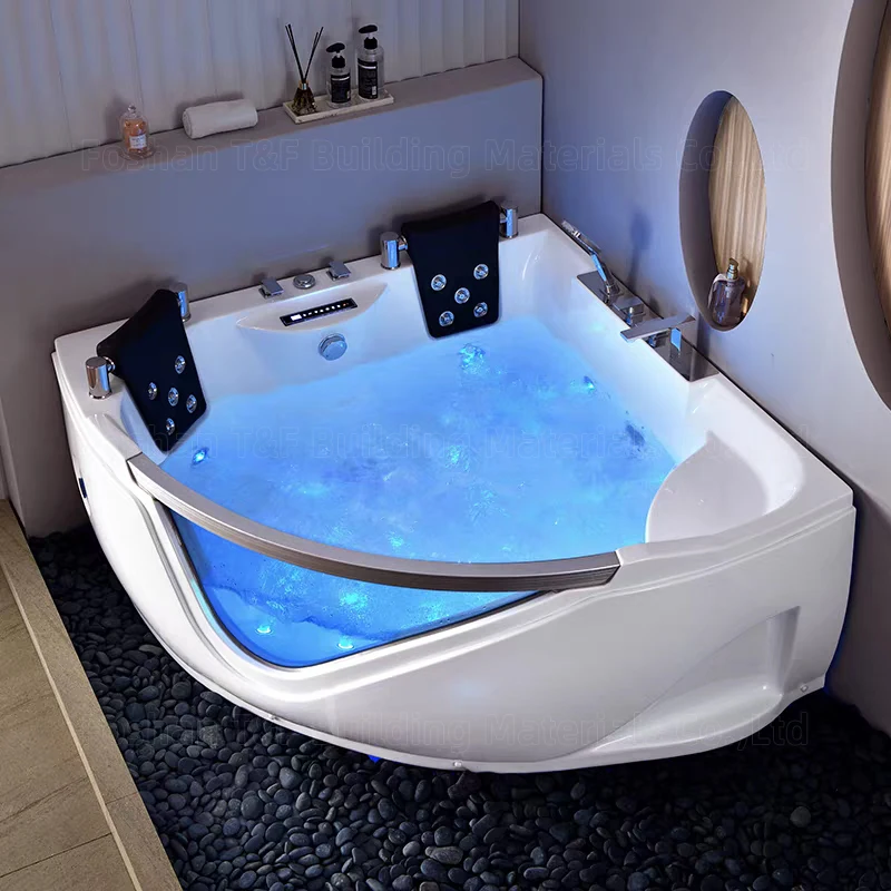 Hot Sale Acrylic Material standing Corner Jaccuzi Bath Tub Air Spa Jet Whirlpool Massage Bathtubpromote sales