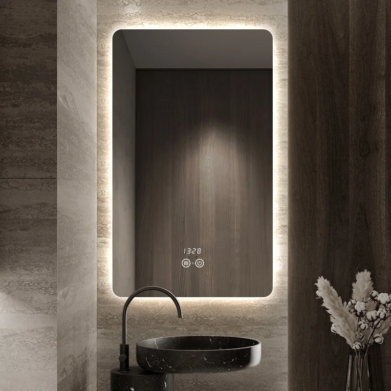 

Rectangular Smart Mirror Nordic Touch Switch Hairdressing Bathroom Mirror Bluetooth Design Espejo Inteligente Bathroom Fixtures