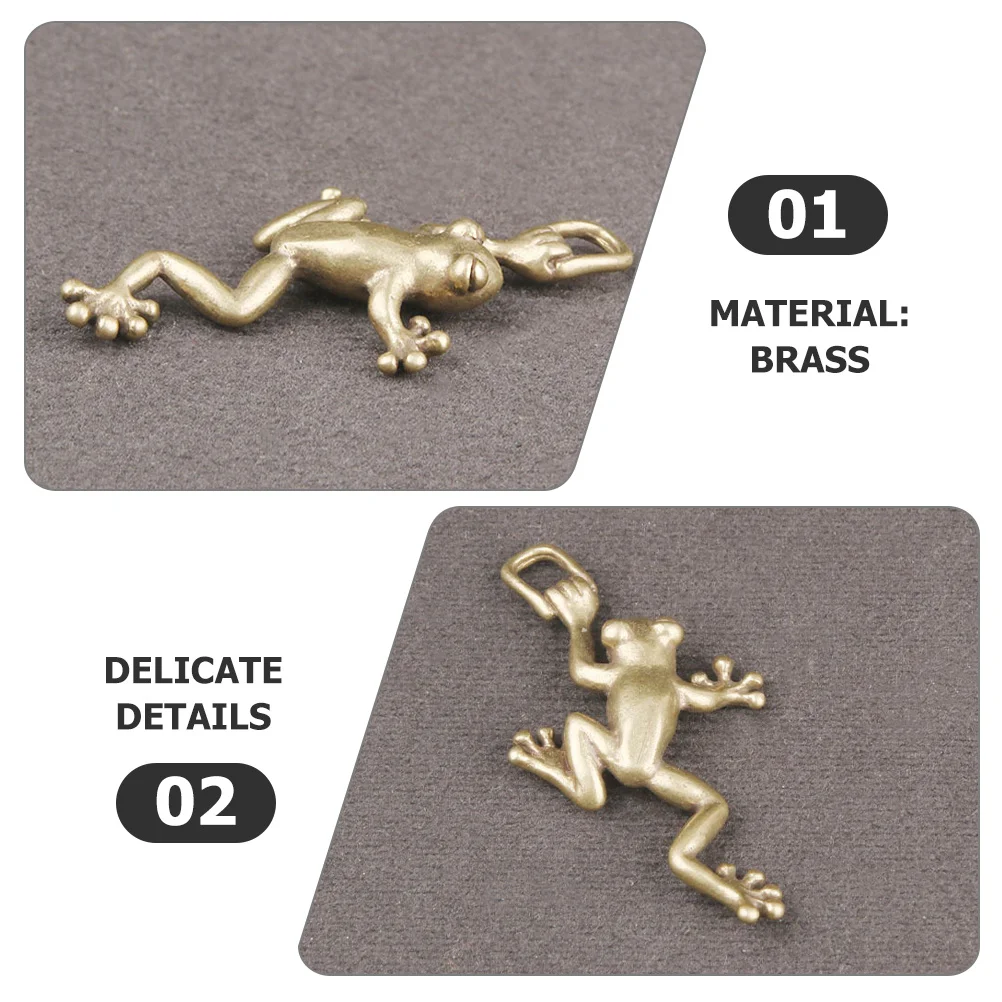

3Pcs Brass Frog Keychain Pendants Retro Style DIY Craft Charms Small Frog Hanging Decor Ornaments Key Ring Pendant