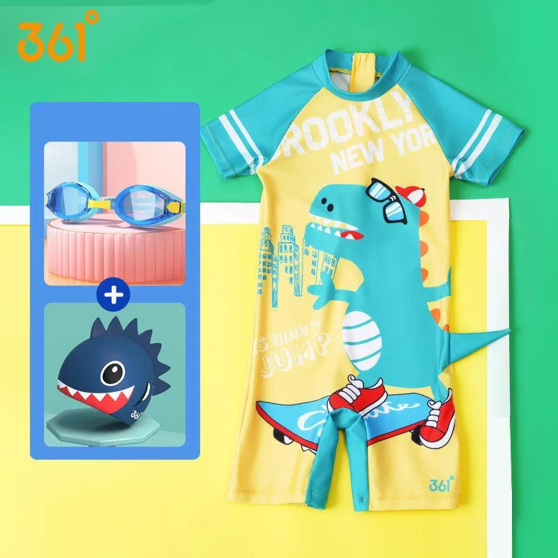 

Kids UPF50+ Cartoon Short Sleeve Sun Protection One Piece Water Sport SwimSuit For Children Surfing Beach Bathing Rash Guard