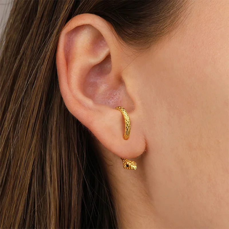 Trendy Slangvormige Split Type Oorbellen Voor Vrouwen Zilverachtig Goud Verguld Roestvrij Staal Studs Cool Hiphop Party Sieraden Geschenken