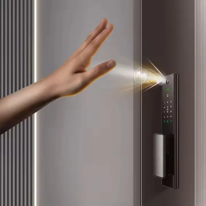 قفل باب ذكي للتعرف على الوجه ثلاثي الأبعاد من A5 Pro مع مفتاح بطاقة بصمة الكاميرا البصرية عالية الدقة ووصول إلى شبكة WiFi