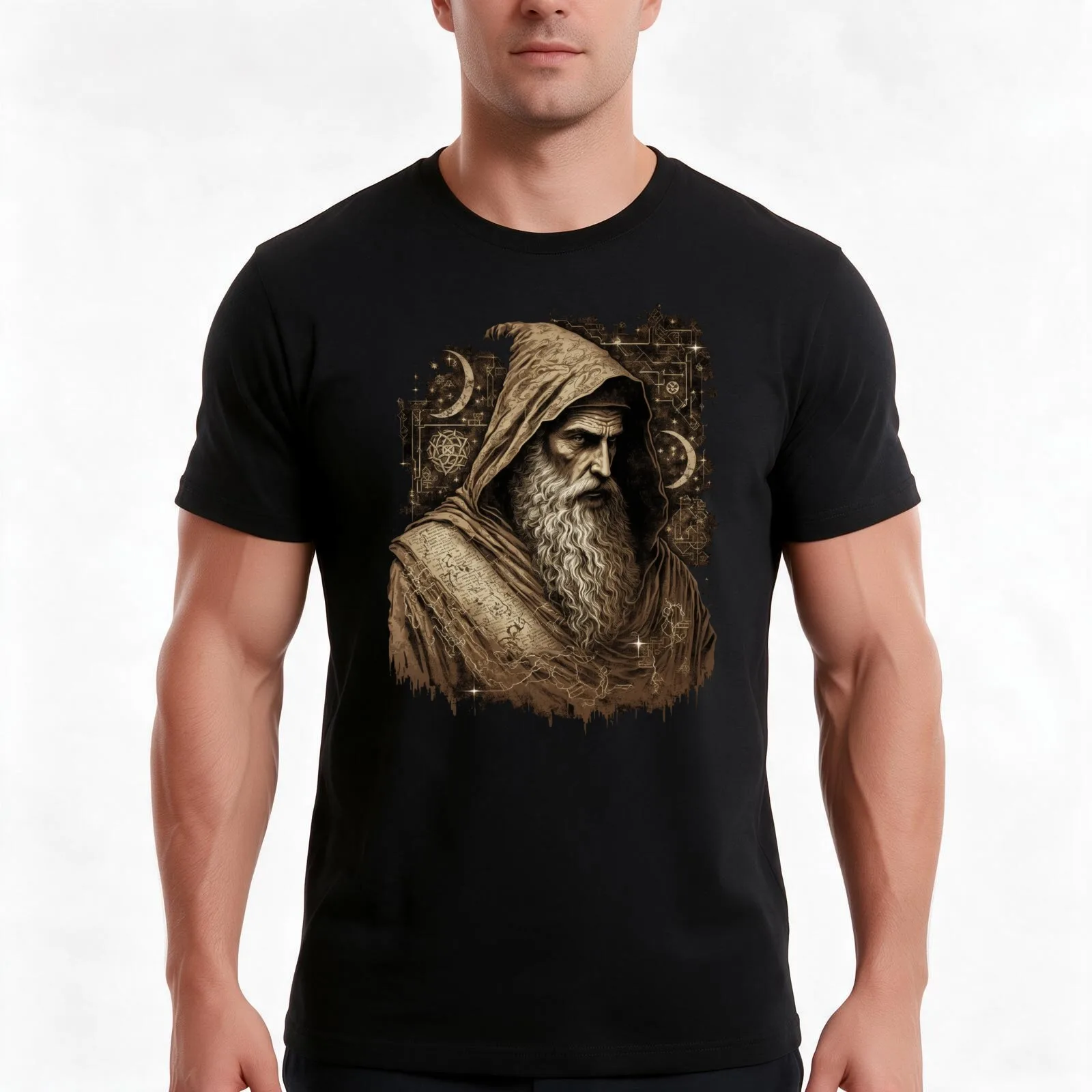 Pogan Magical Merlin T-Shirt, Summer Casual Cotton Tee, Oversized Streetwear Tops, Vintage Graphic Print, Loose Fit Short Sleeve