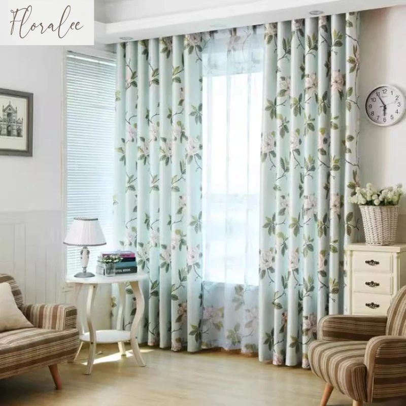 American Style Luxury Flower Printed Curtains for Living Room Bedroom Dining Children's Room Curtains Custom Window Screen