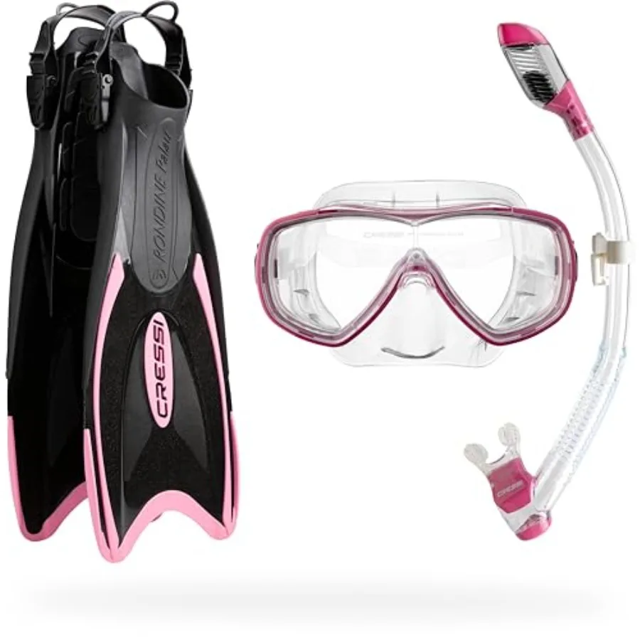 

Adult lightweight premium travel snorkel set for beach and diving use, silicone mask and rubber fins in navy blue with anti-fog