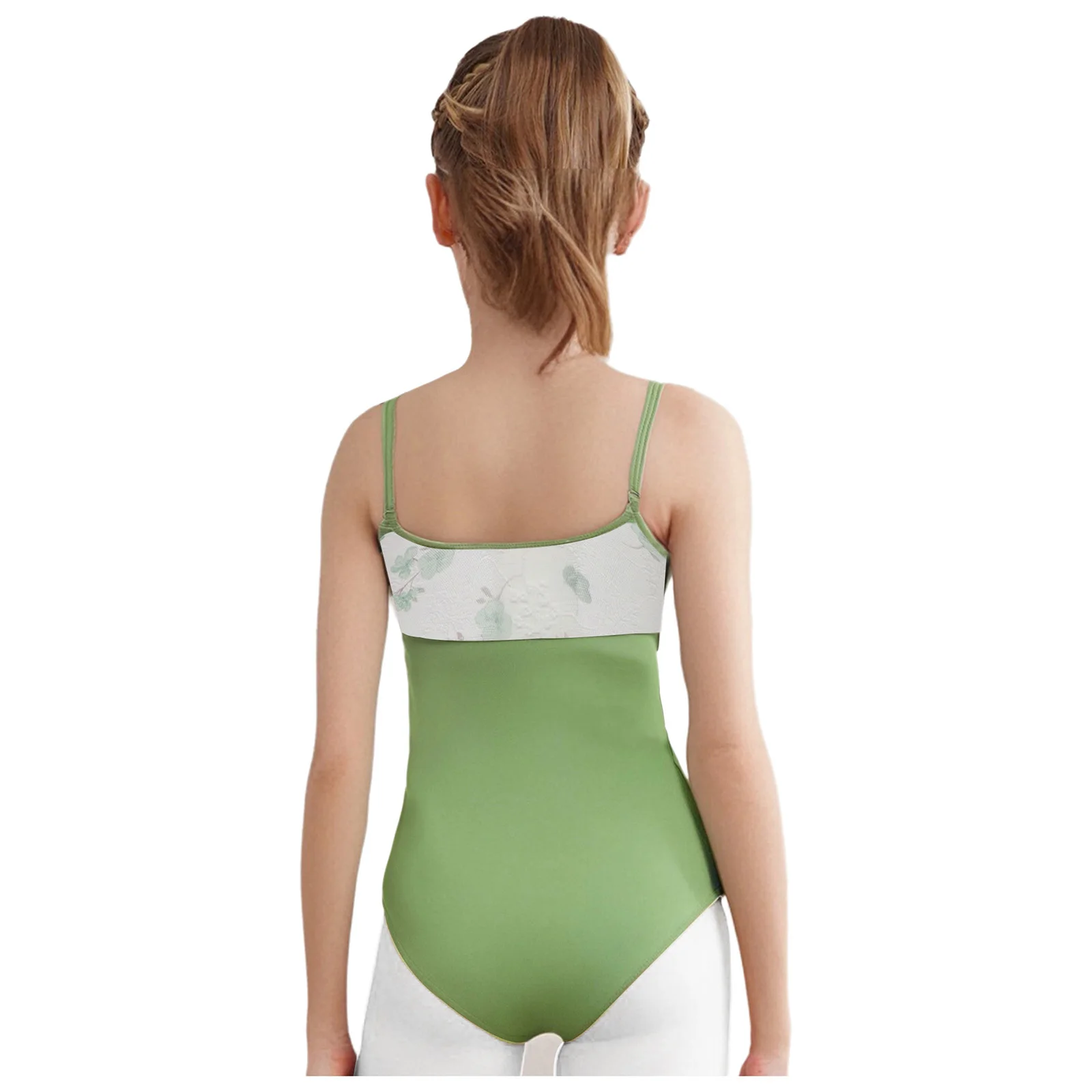 Traje de dança de balé infantil, sem mangas, alças espaguete ajustáveis, collant com saia de renda para palco, show de dança moderna