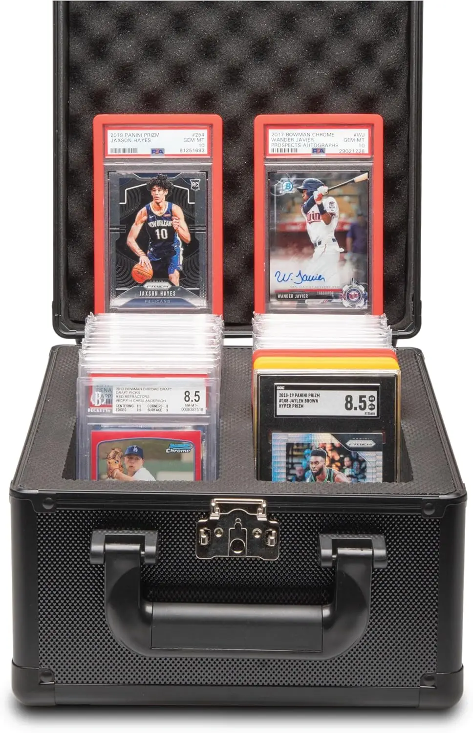 

2 Row Graded Card Storage Box for PSA Slabs Holds 80+ Cards, Durable Slab Case for Sports Baseball Trading Cards, Compact