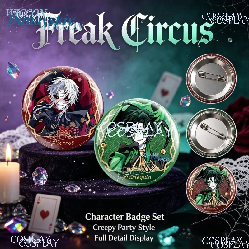 Anime Freak Circus 58mm Tinplate Badge Round Button Pin Brooch Collectible Ita‑Bag Decor for Comic‑Con Halloween Fan Gift