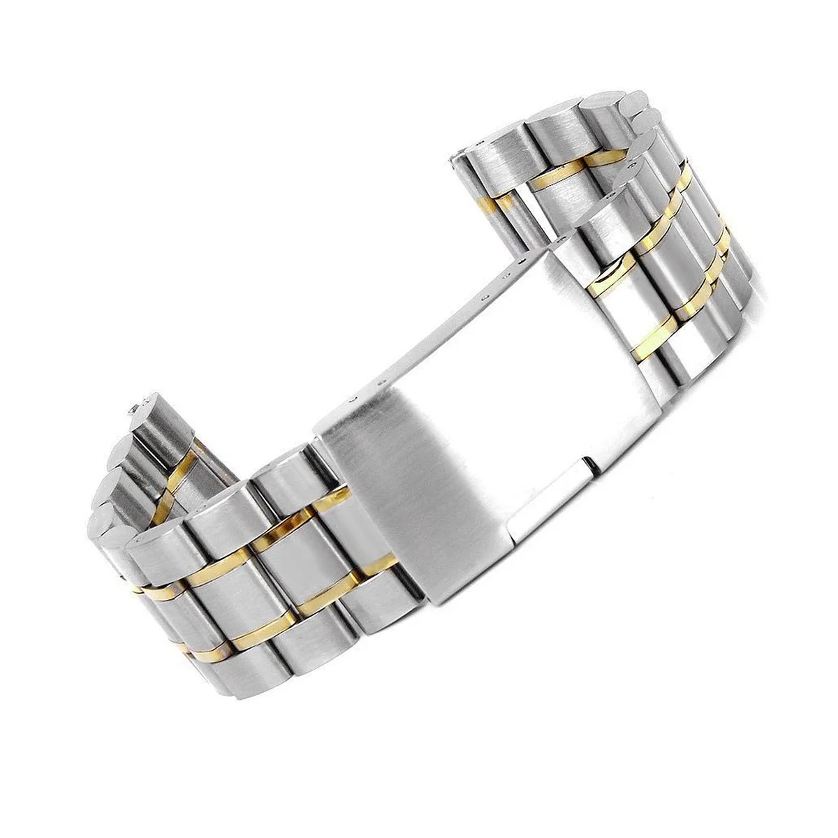 

4Pcs Stainless Steel Watch Band Strap 20mm Straight End Solid Links Foldover Clasp Push Button Release Replacement Spring Bars