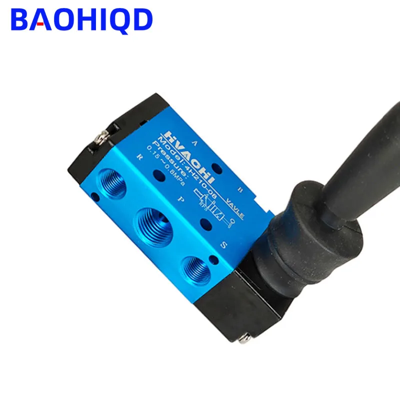Hand Lever Operated Control Pneumatic 5/2 Way Push-Pull Manual Valve 4H210-08 With Muffler valve and Quick Fitting Selec