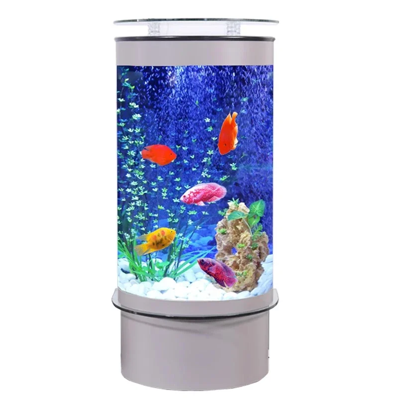 aEuropean High Quality Semi-Circular Glass Goldfish Tank Circular Cylindrical Eco-Friendly Home Aquarium Factory Direct